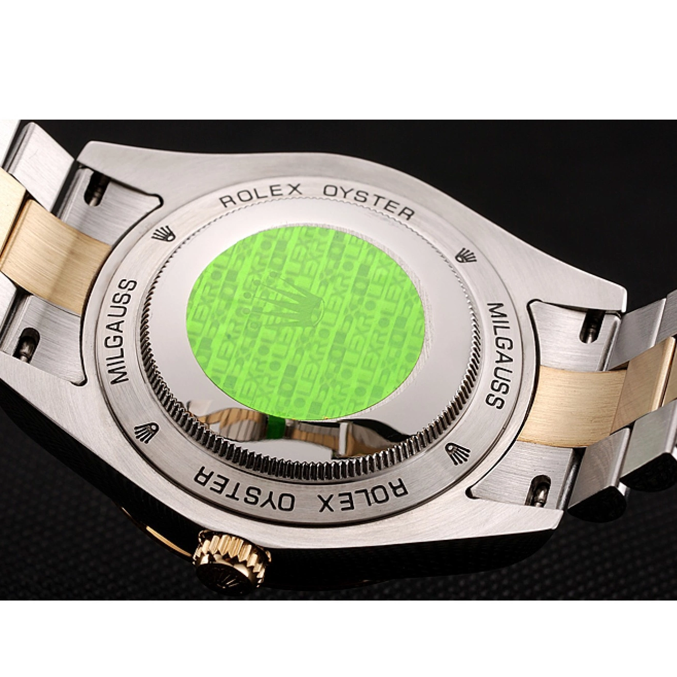 Aaa fake watches Steel Tone Day-Date Rolex Black Bracelet Stainless Two 1453976 Diamond Gold Dial Case Swiss 0703